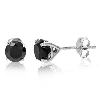 Black Diamond Prong set Stud Earrings in 14K Gold