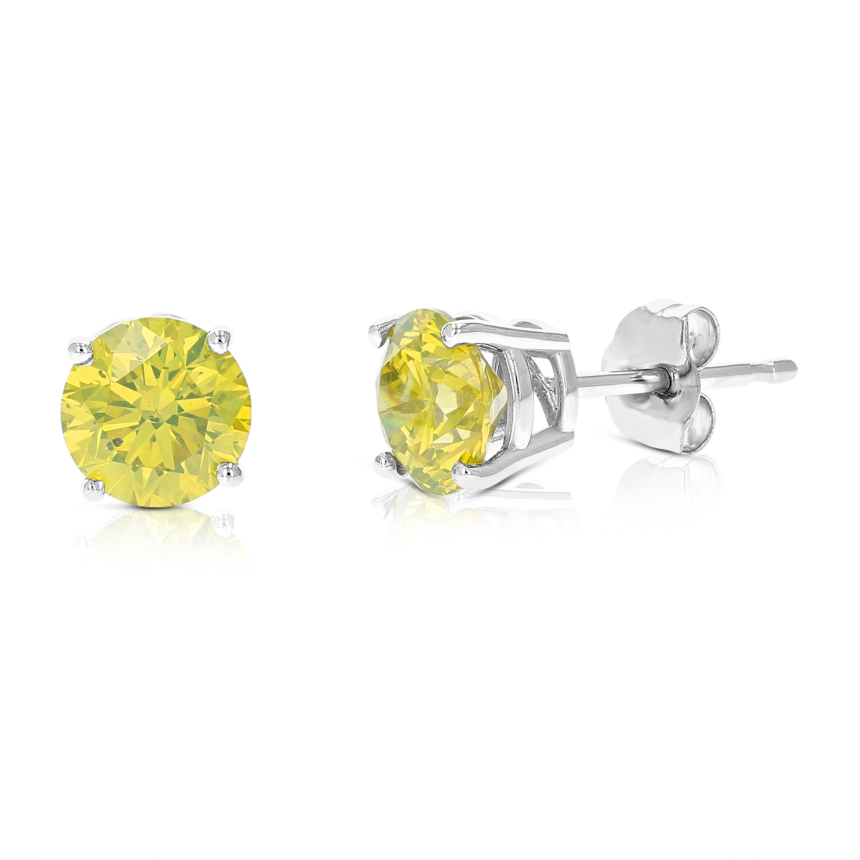 Yellow Diamond Stud Earrings