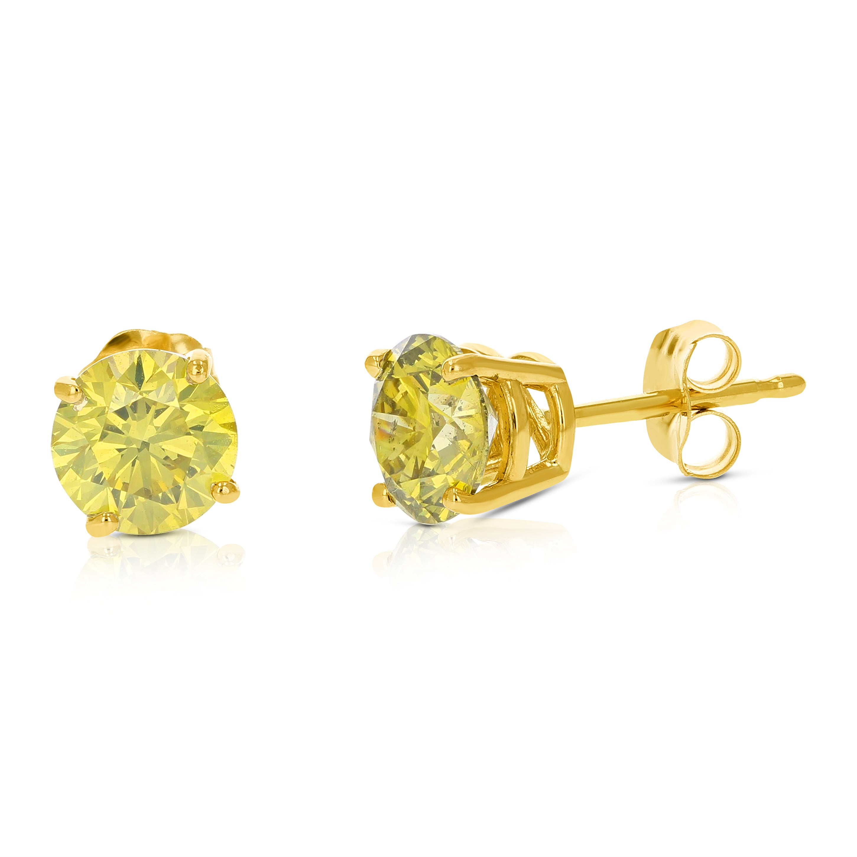 Yellow Diamond Stud Earrings