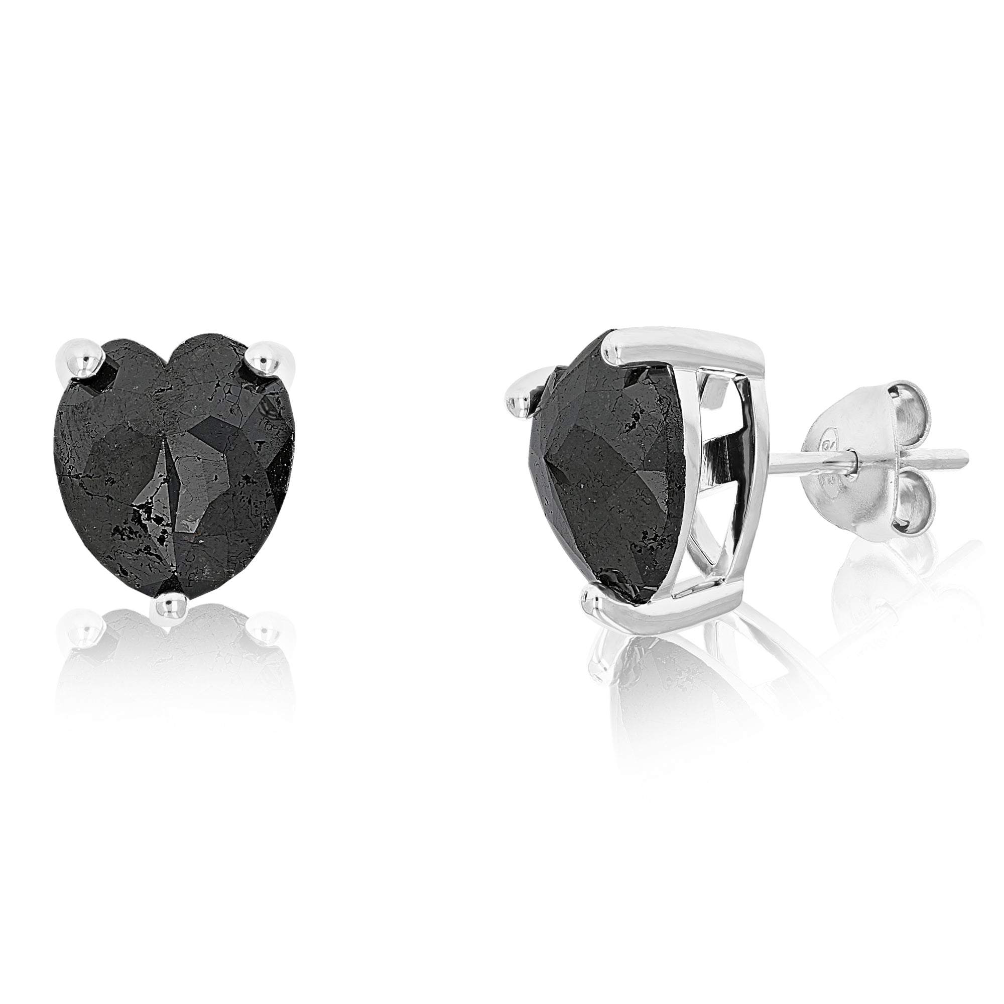 Heart Black Diamond Stud Earrings