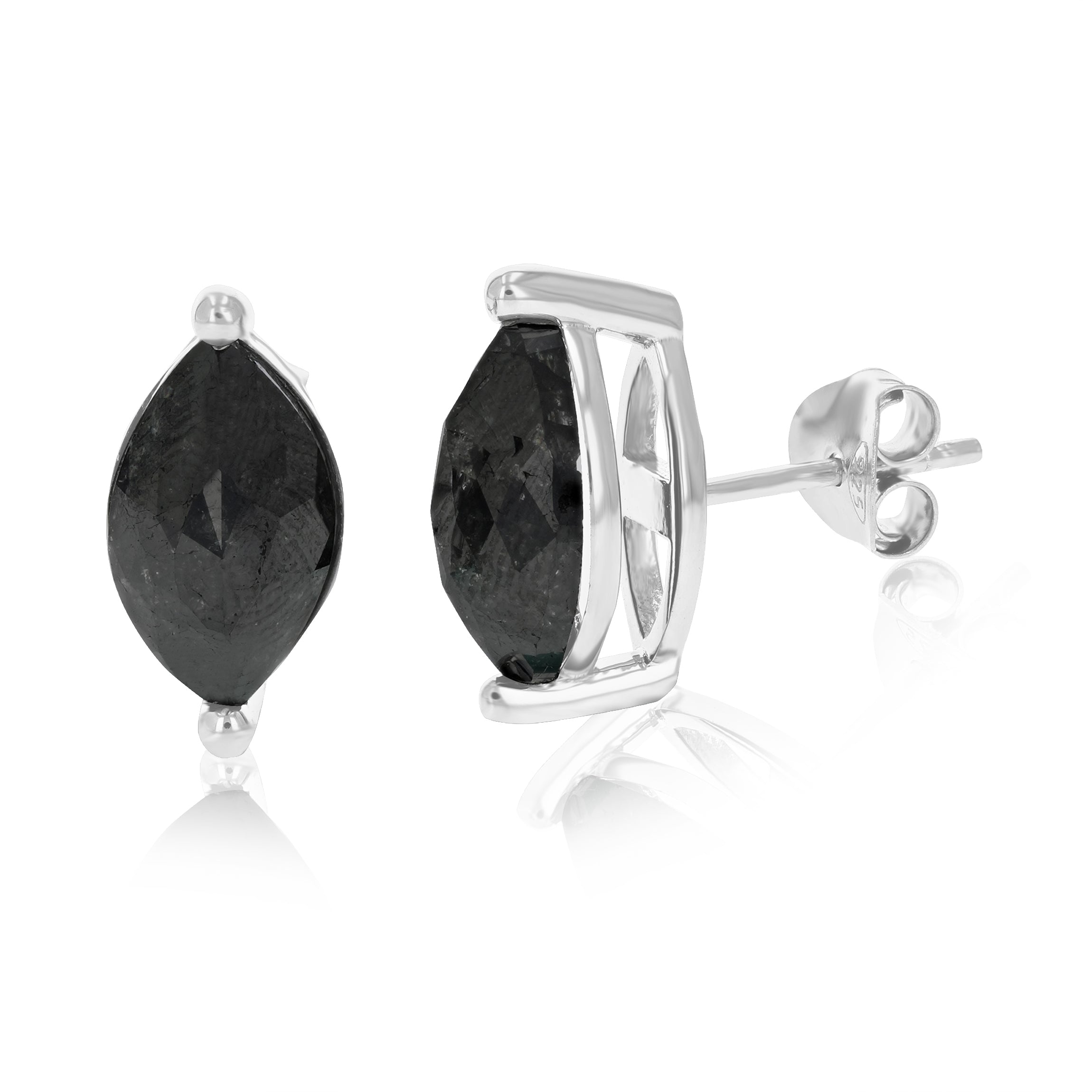 Marquise Black Diamond Stud Earrings