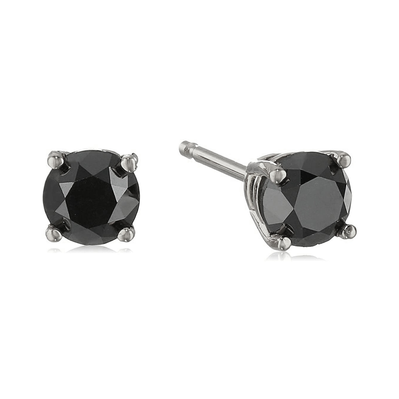 18K WHITE GOLD 2.0 CT EACH (4,0 TCW) 4 PRONGS ROUND CUT CLASSIC DIAMOND  EARRING STUDS