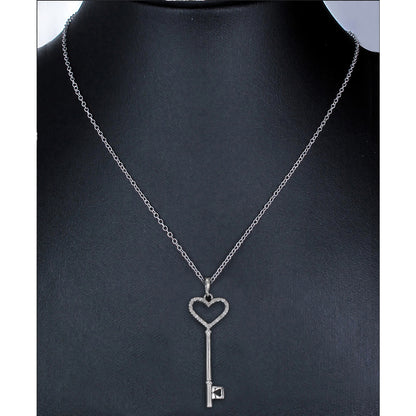 Heart Key Diamond Pendant Necklace