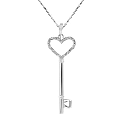 Heart Key Diamond Pendant Necklace