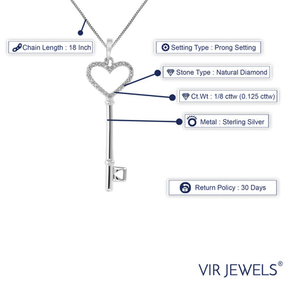 Heart Key Diamond Pendant Necklace