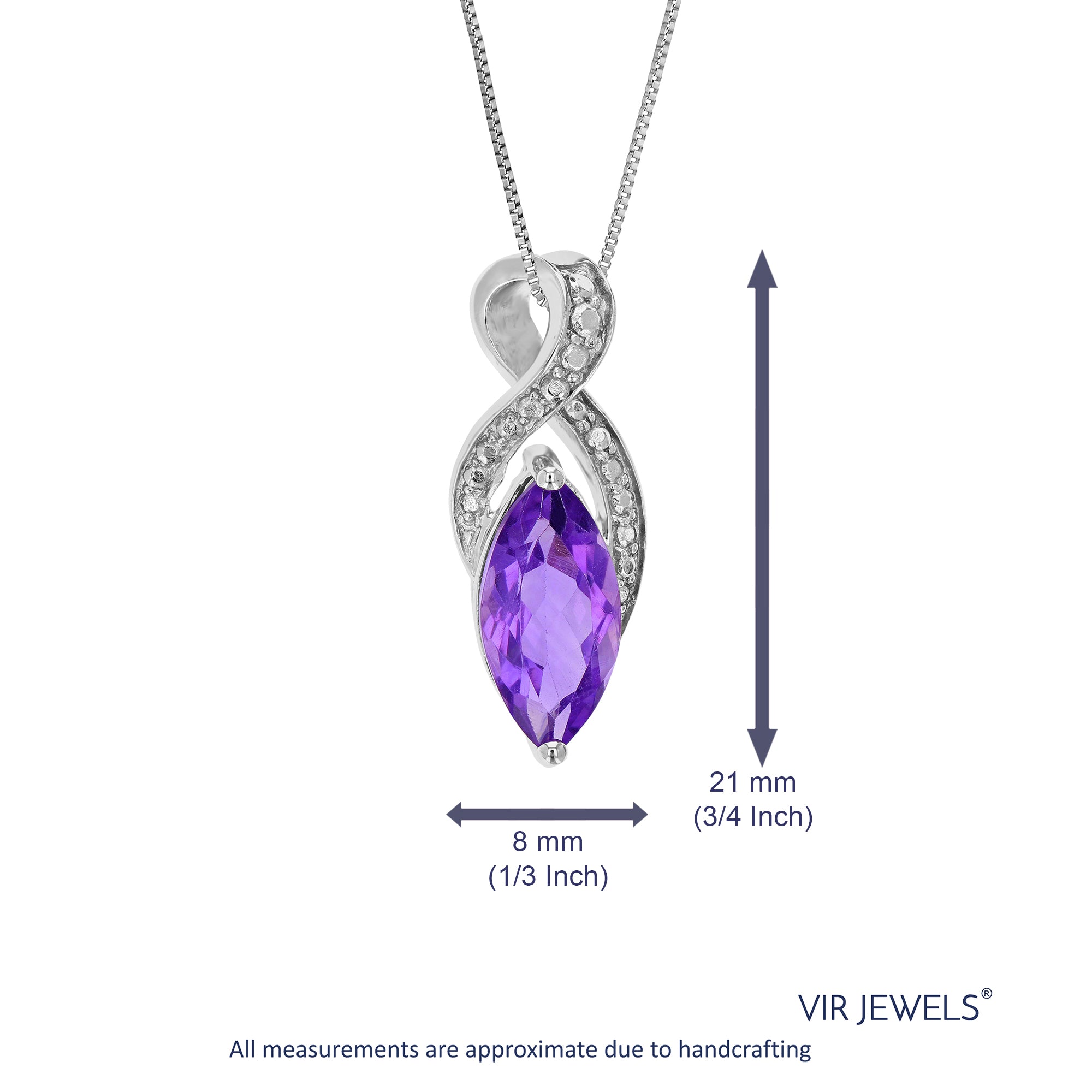 Amethyst Gemstone Pendant Necklace with 18