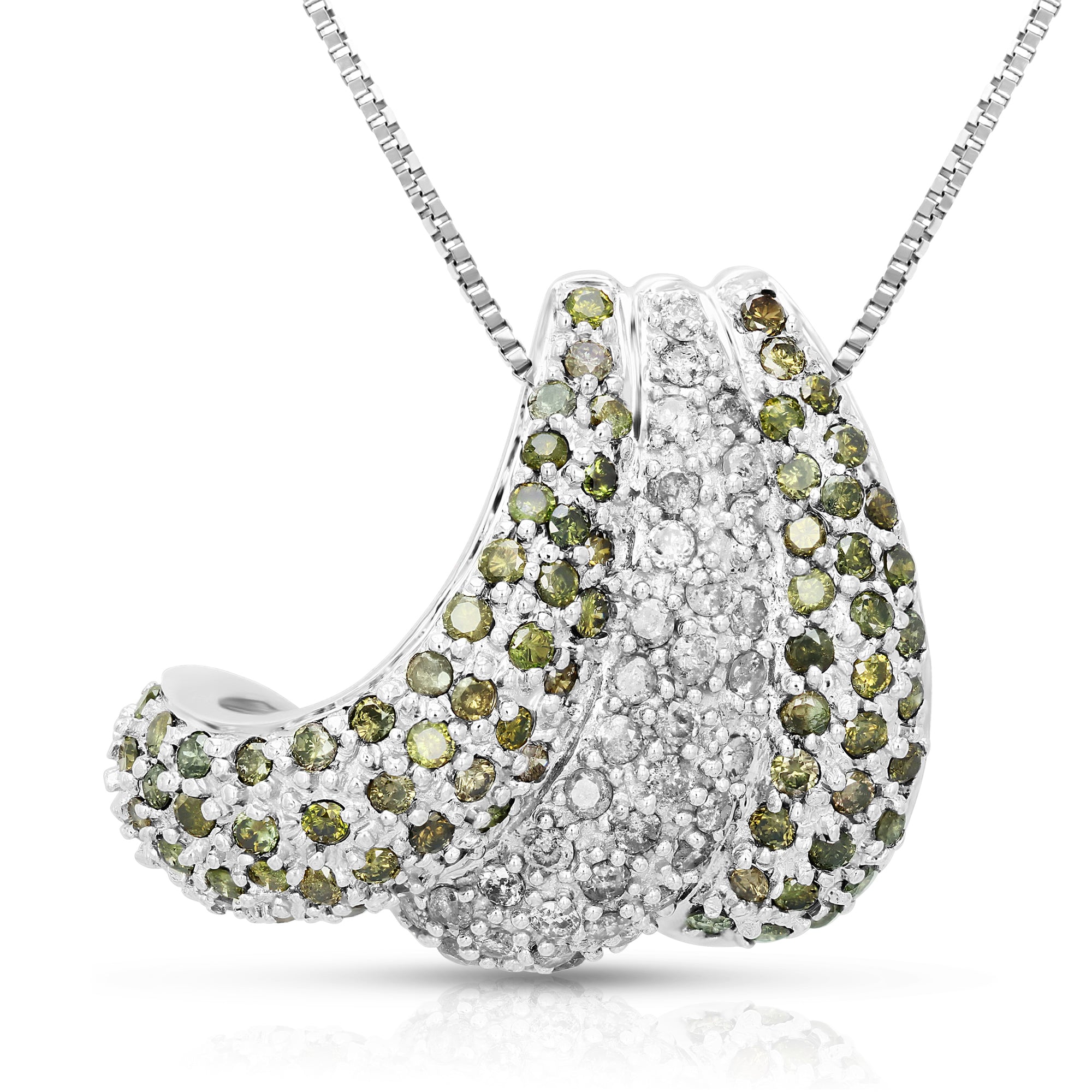 Green & White Diamond Pendant Necklace