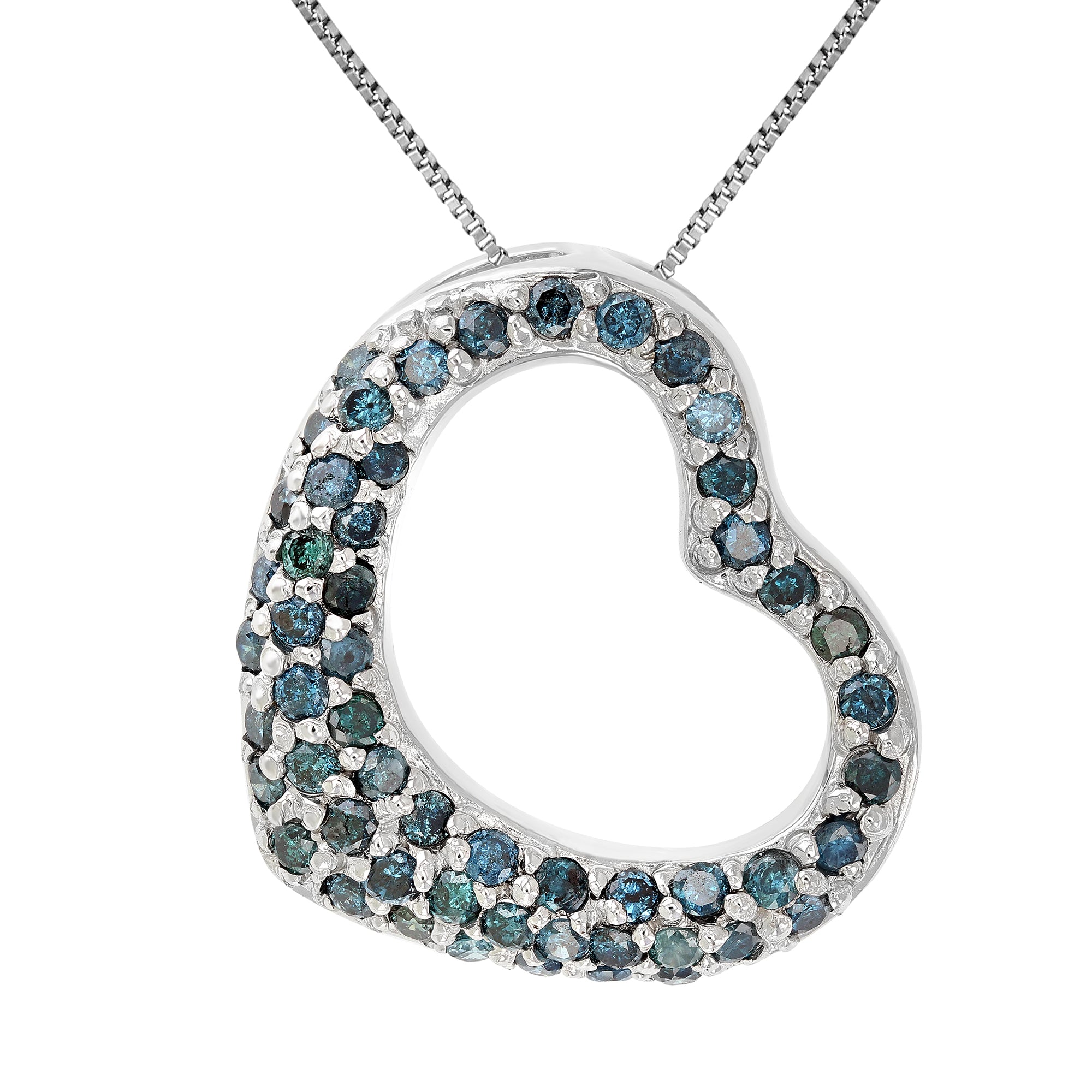 Heart Blue Diamond Pendant Necklace