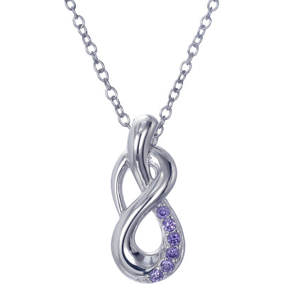 Pendant Necklace, Purple CZ Knot Pendant Necklace for women in .925 Sterling Silver with 18 Inch Chain