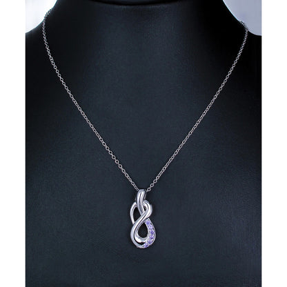 Pendant Necklace, Purple CZ Knot Pendant Necklace for women in .925 Sterling Silver with 18 Inch Chain