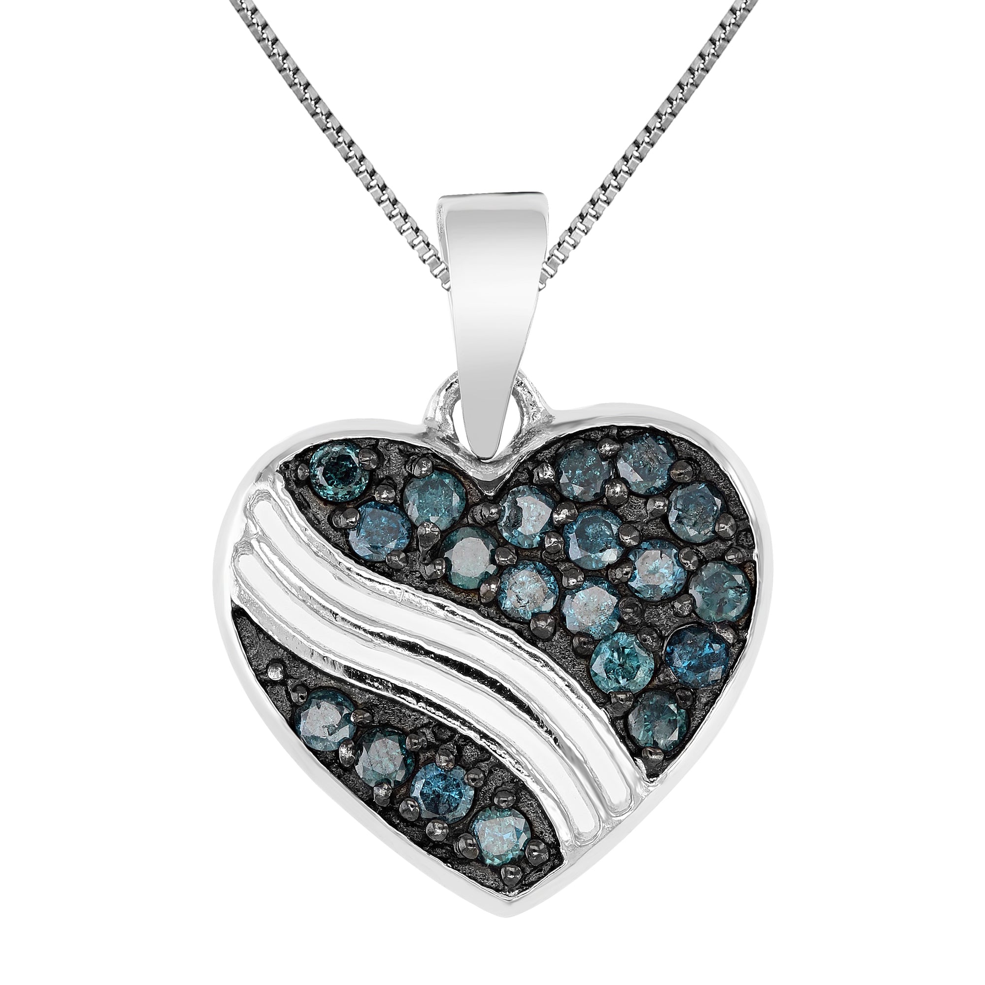 Blue Heart Diamond Pendant Necklace