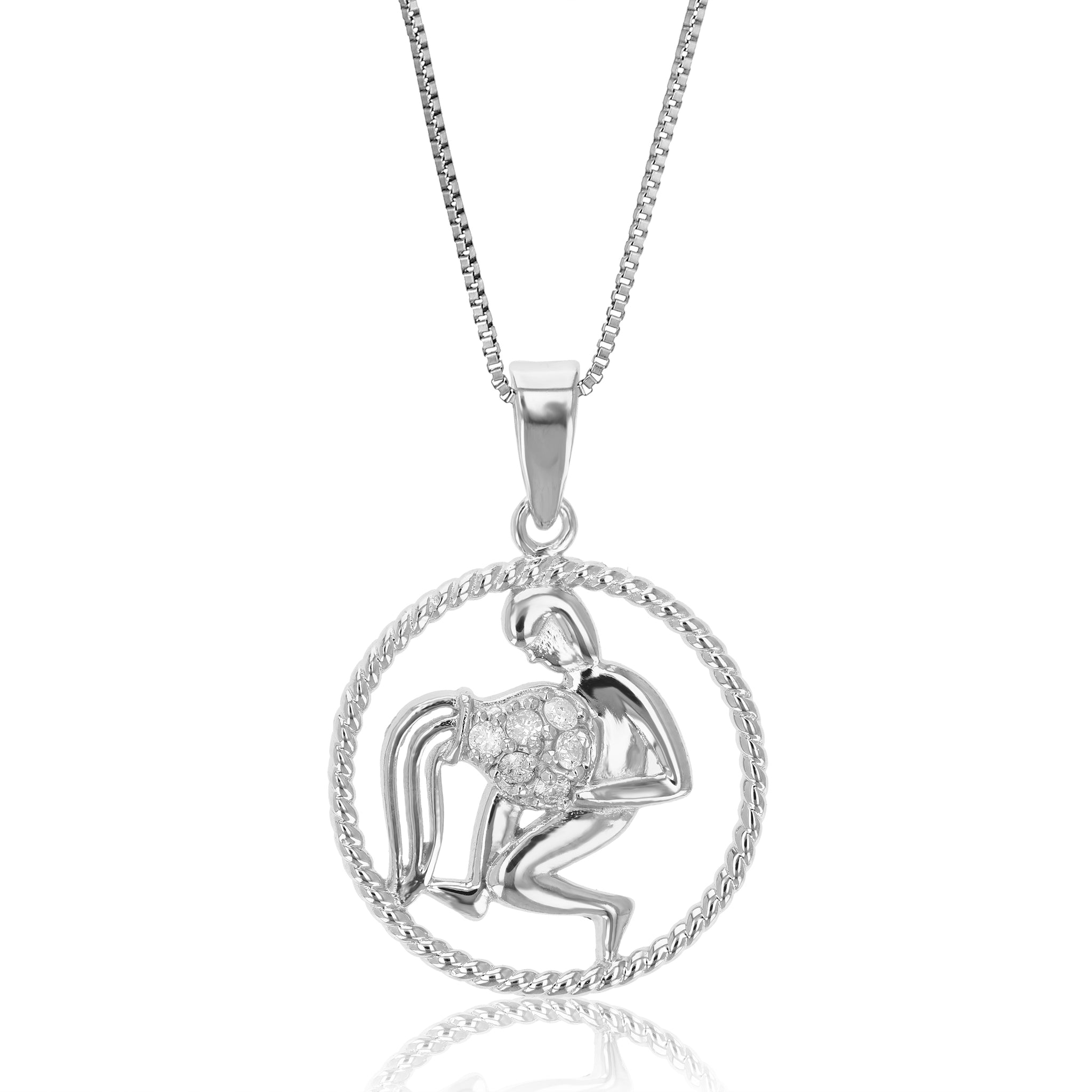 Diamond Letter E Necklace 1/8 ct tw Round-cut Sterling Silver 18