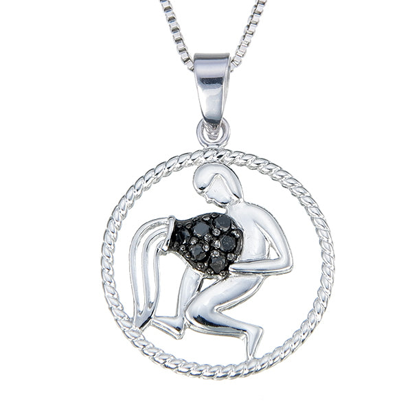 1/8 cttw Diamond Zodiac Pendant Necklace in Silver