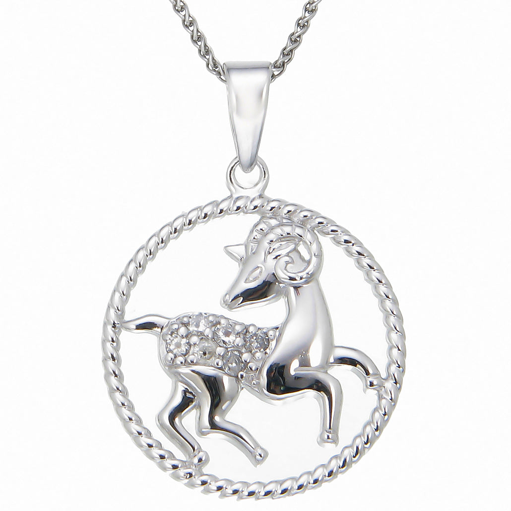 Zodiac Sign Diamond Pendant Necklace