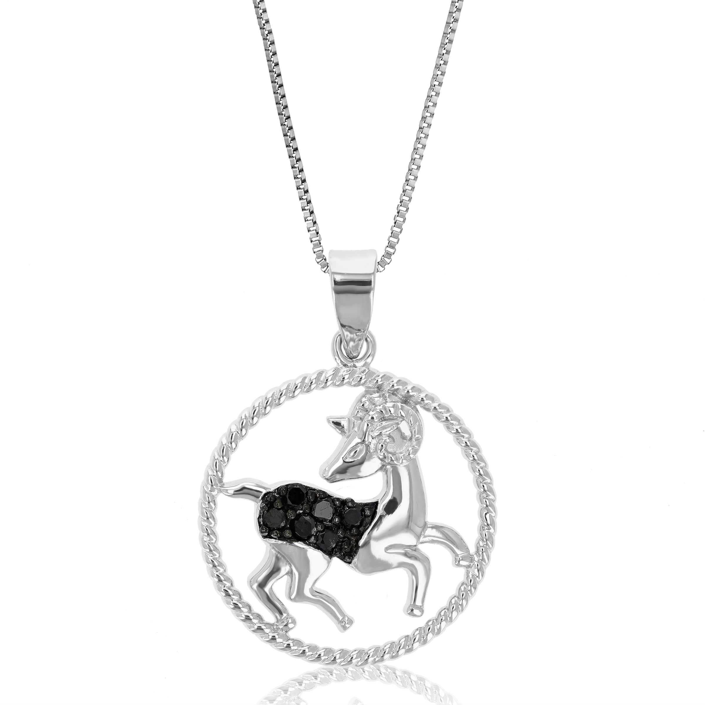 1/8 cttw Diamond Zodiac Pendant Necklace in Silver