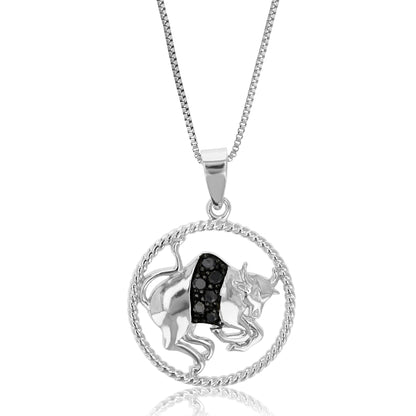 1/8 cttw Diamond Zodiac Pendant Necklace in Silver