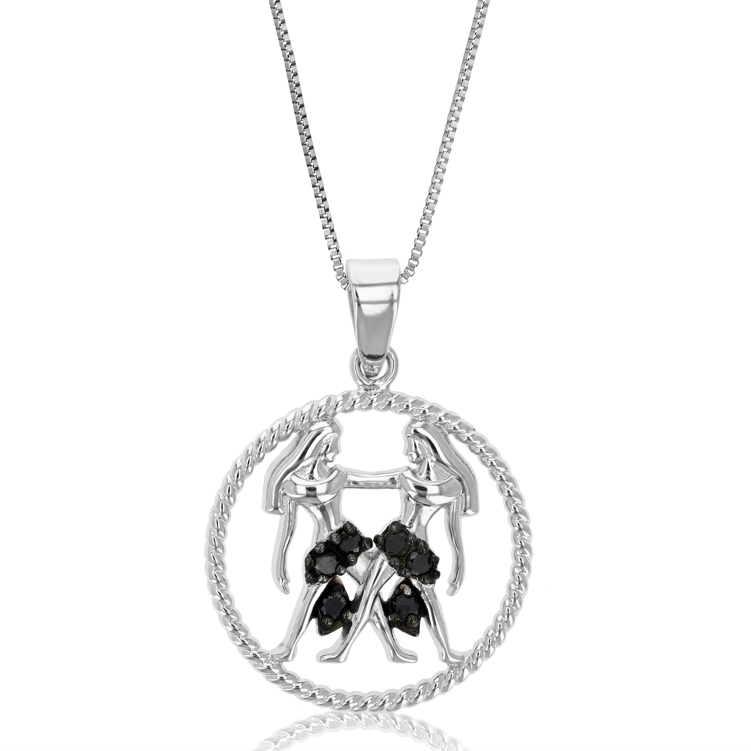 1/8 cttw Diamond Zodiac Pendant Necklace in Silver