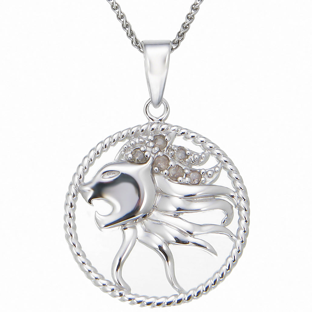 Zodiac Sign Diamond Pendant Necklace