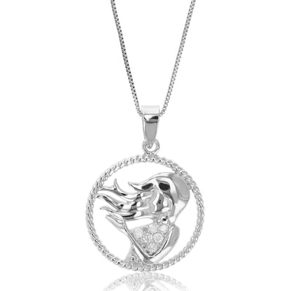 1/8 cttw Diamond Zodiac Pendant in Sterling Silver