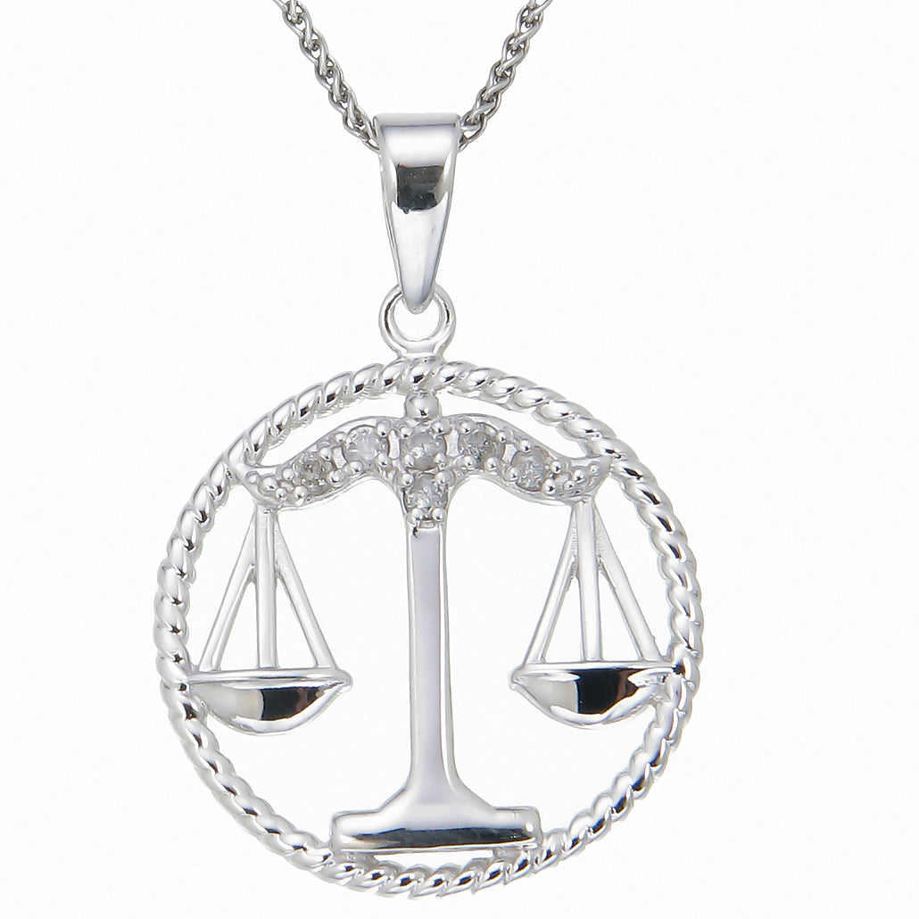 1/8 cttw Diamond Zodiac Pendant in Sterling Silver