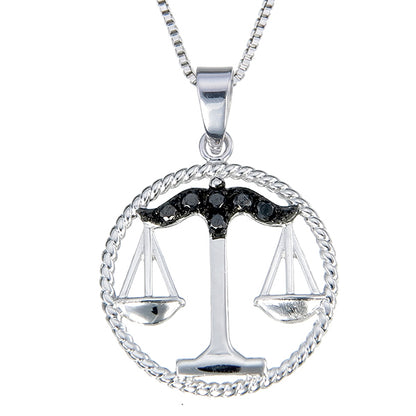 1/8 cttw Diamond Zodiac Pendant Necklace in Silver