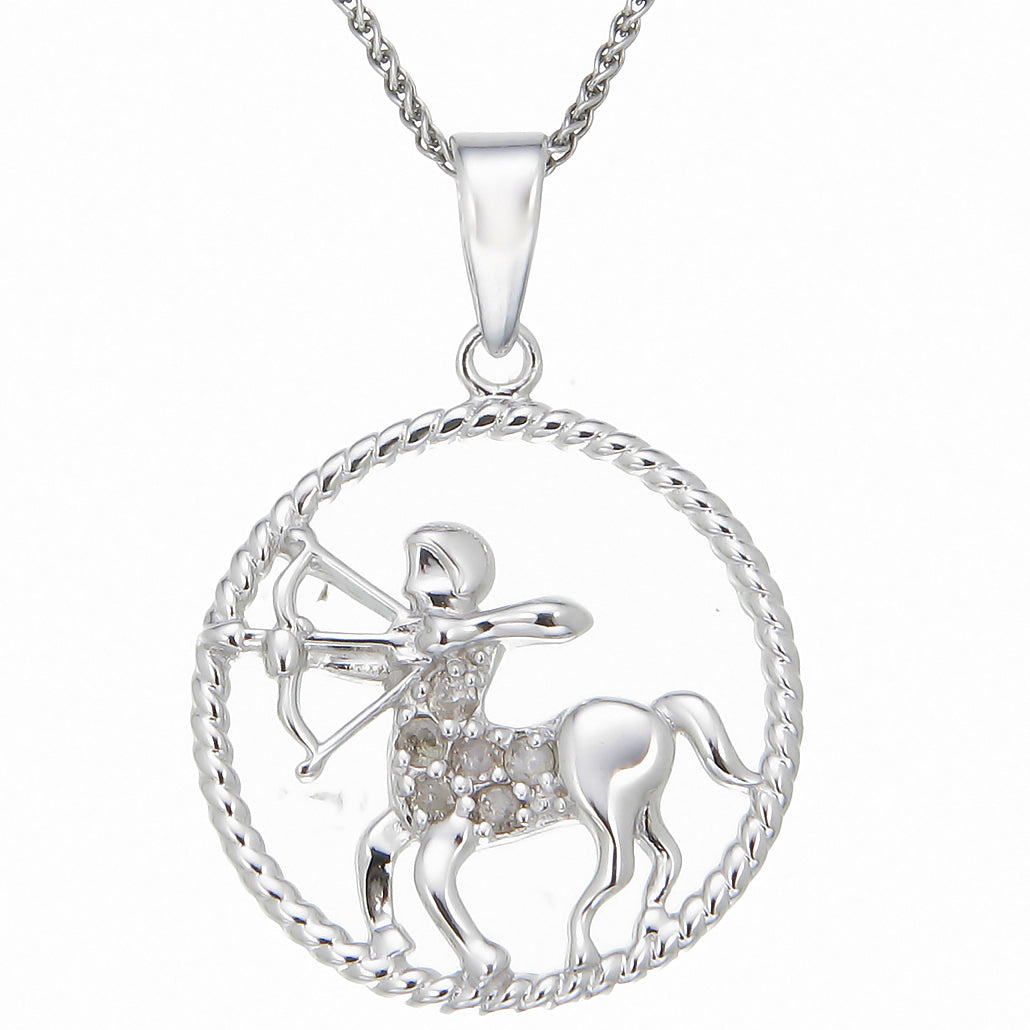 1/8 cttw Diamond Zodiac Pendant in Sterling Silver