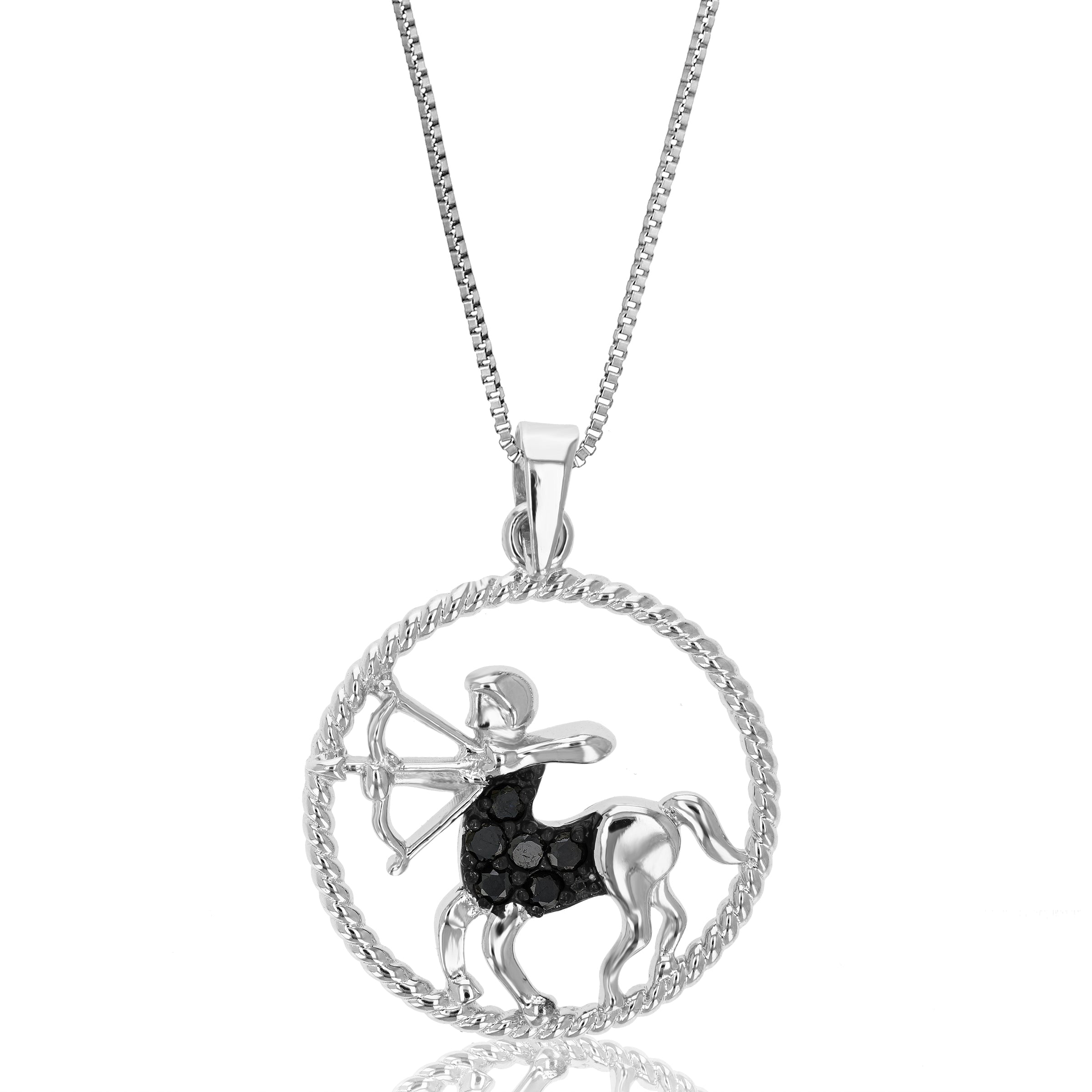 1/8 cttw Diamond Zodiac Pendant Necklace in Silver