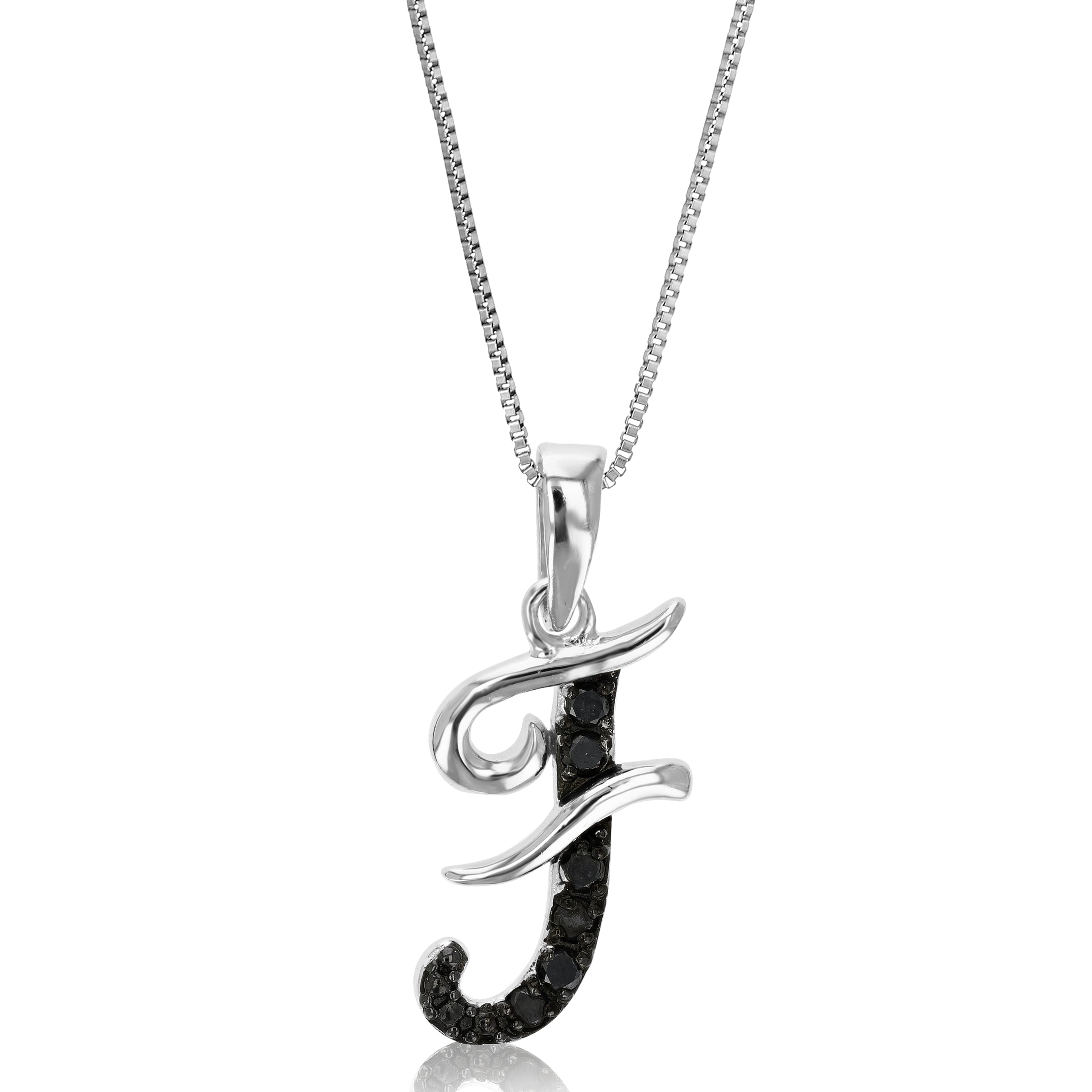 1/8 cttw Diamond Alphabet Pendant Necklace in Silver