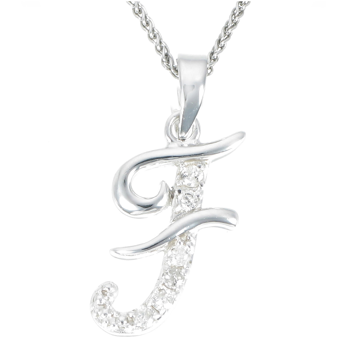 1/8 cttw Diamond Alphabet Pendant Necklace in Silver