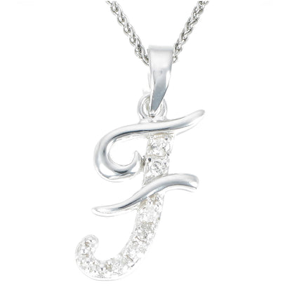 1/8 cttw Diamond Alphabet Pendant Necklace in Silver