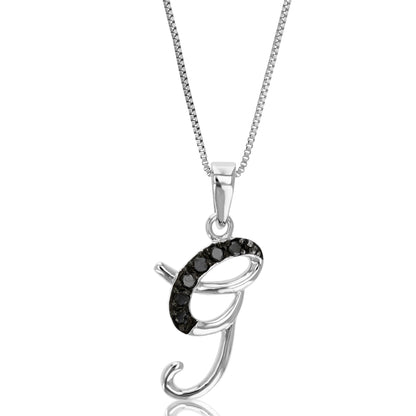 1/8 cttw Diamond Alphabet Pendant Necklace in Silver