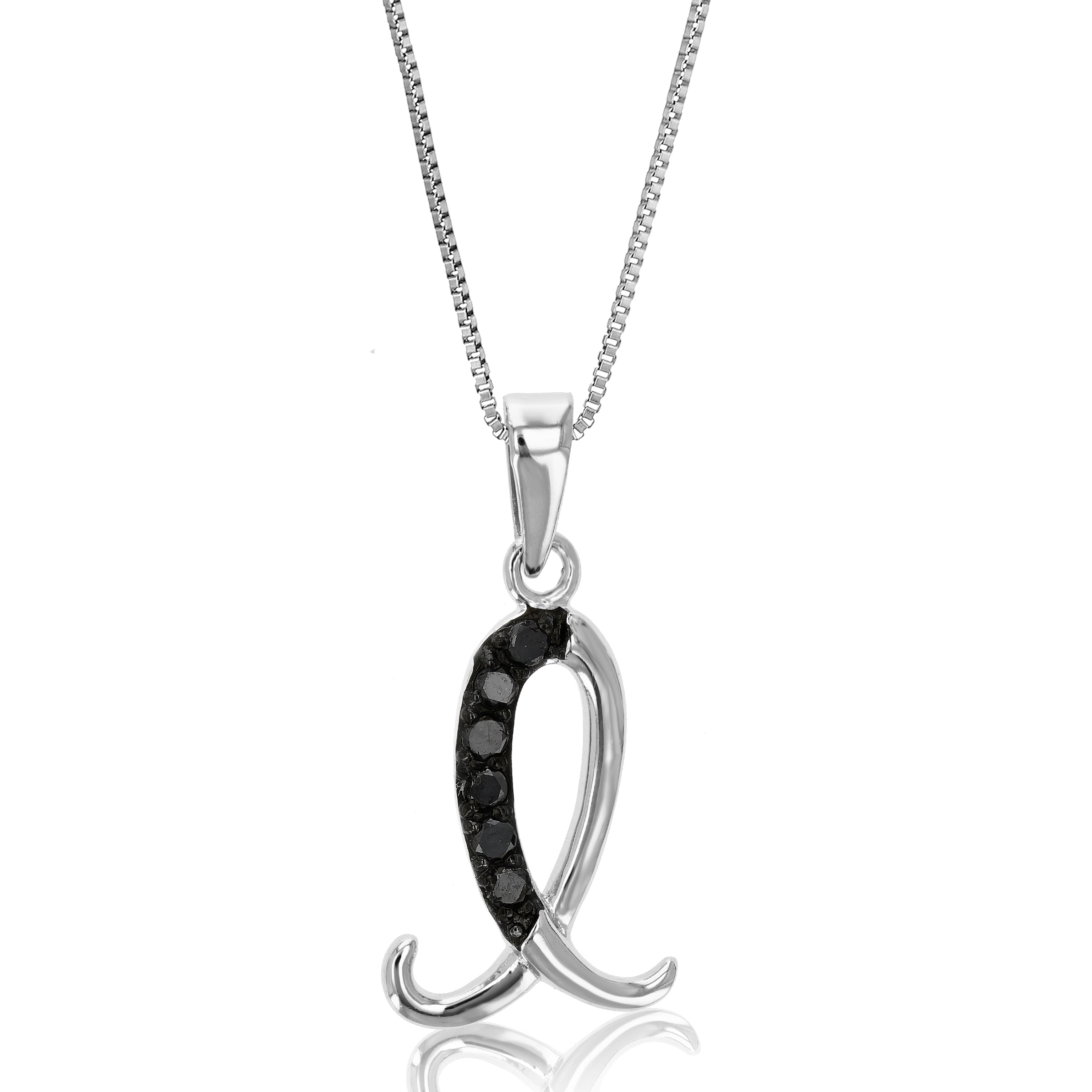 1/8 cttw Diamond Alphabet Pendant Necklace in Silver