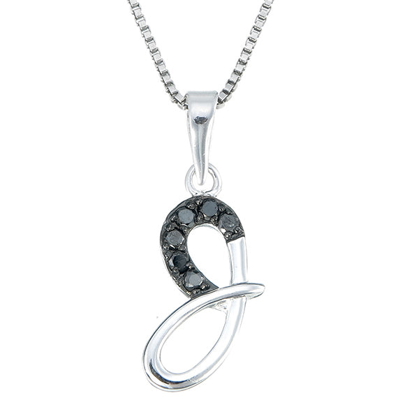 1/8 cttw Diamond Alphabet Pendant Necklace in Silver