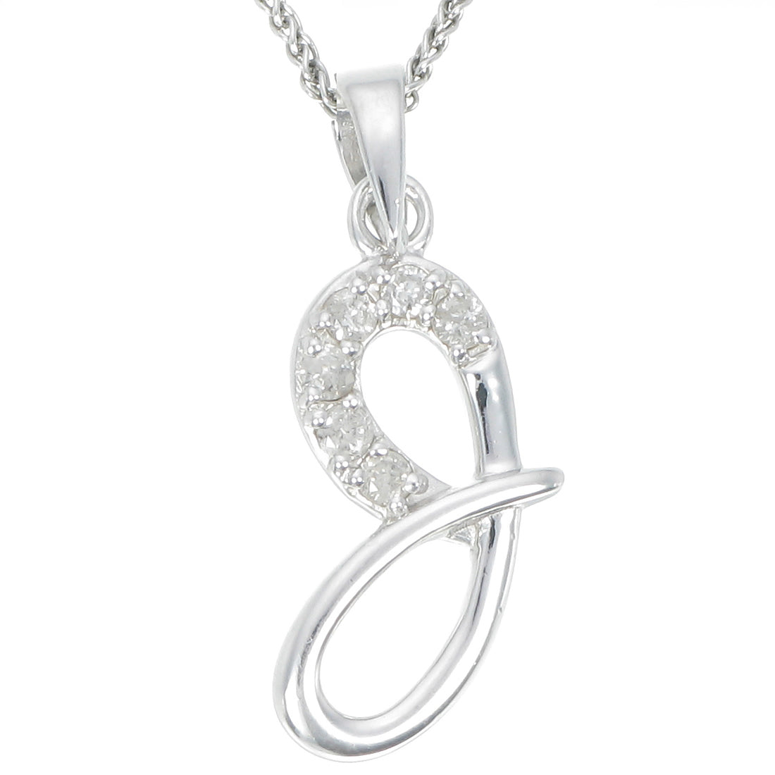 1/8 cttw Diamond Alphabet Pendant Necklace in Silver