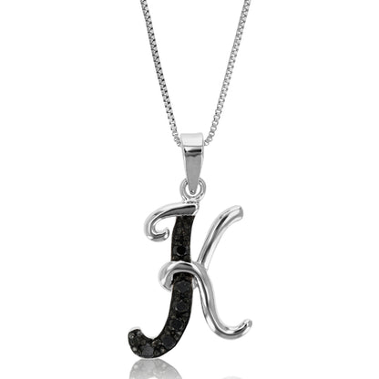 1/8 cttw Diamond Alphabet Pendant Necklace in Silver