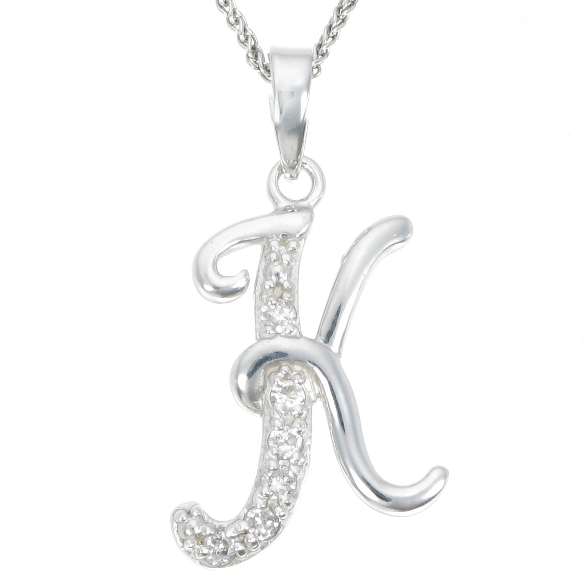 1/8 cttw Diamond Alphabet Pendant Necklace in Silver