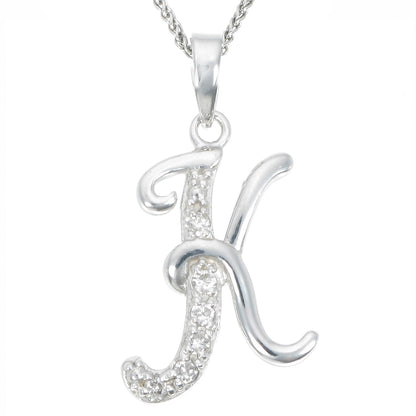 1/8 cttw Diamond Alphabet Pendant Necklace in Silver