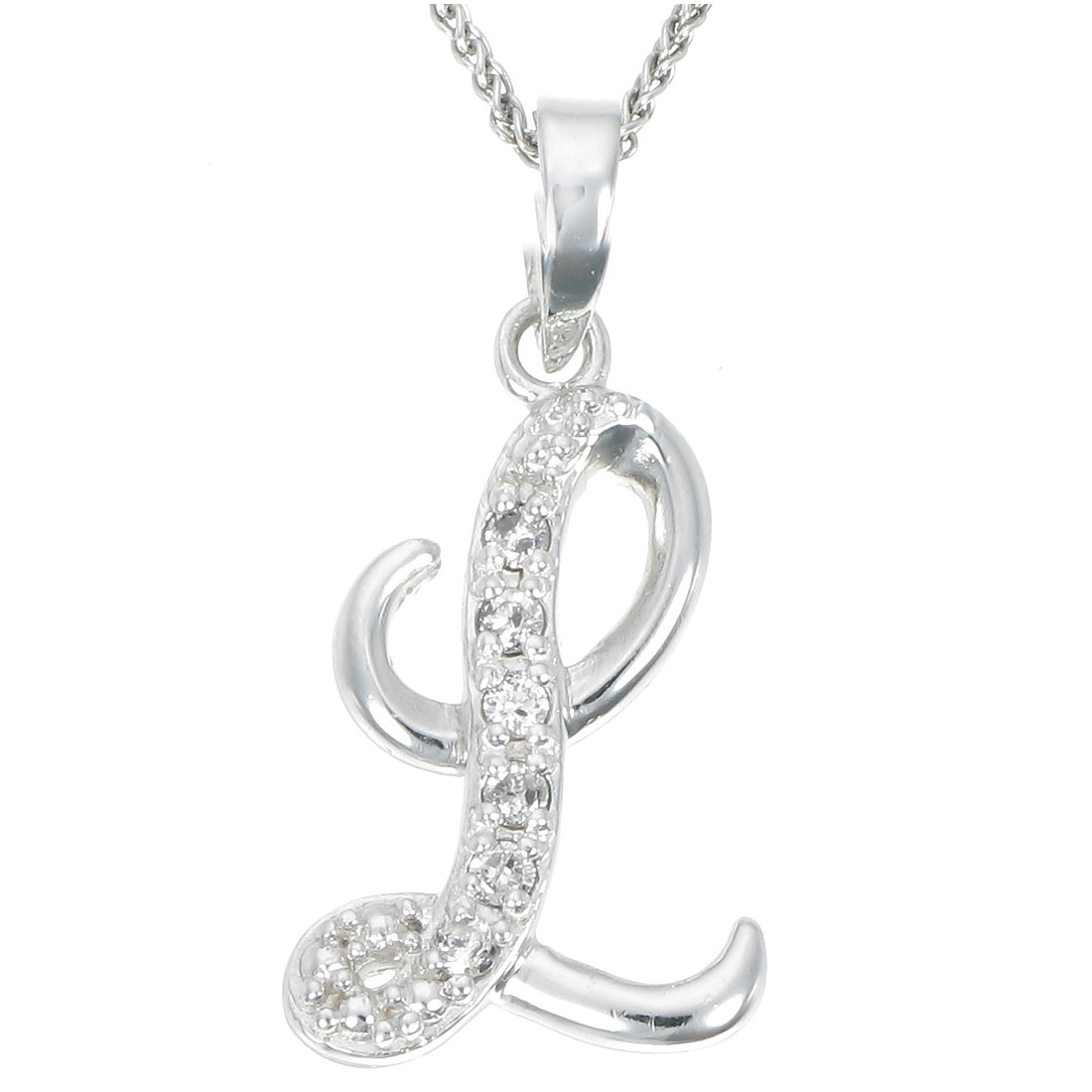 1/8 cttw Diamond Alphabet Pendant Necklace in Silver