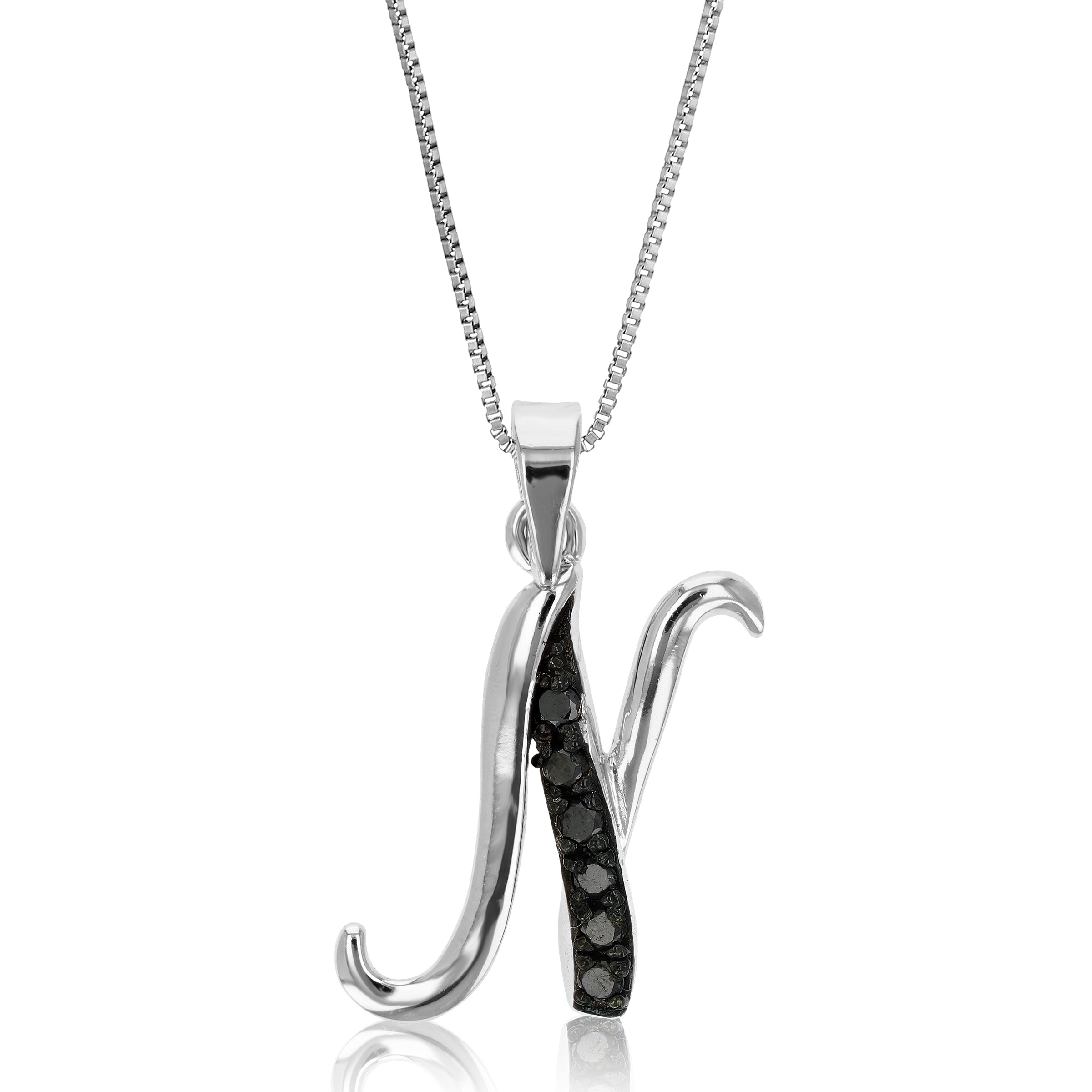 1/8 cttw Diamond Alphabet Pendant Necklace in Silver