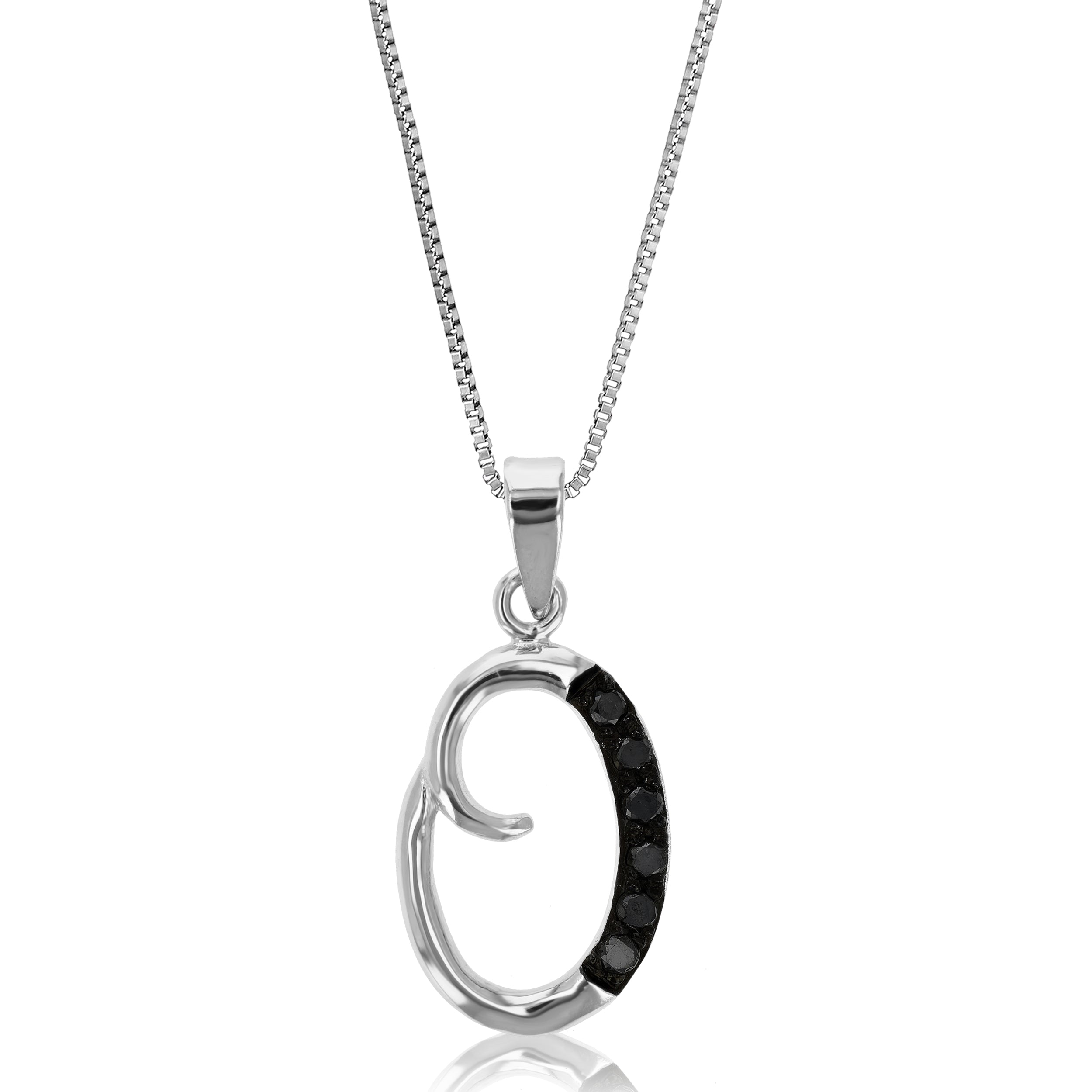 1/8 cttw Diamond Alphabet Pendant Necklace in Silver