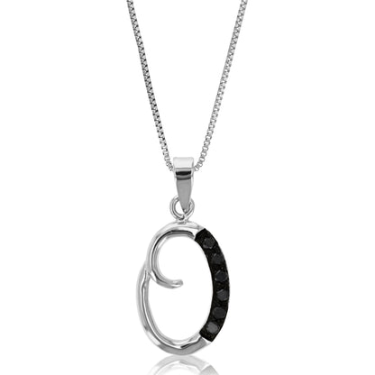 1/8 cttw Diamond Alphabet Pendant Necklace in Silver