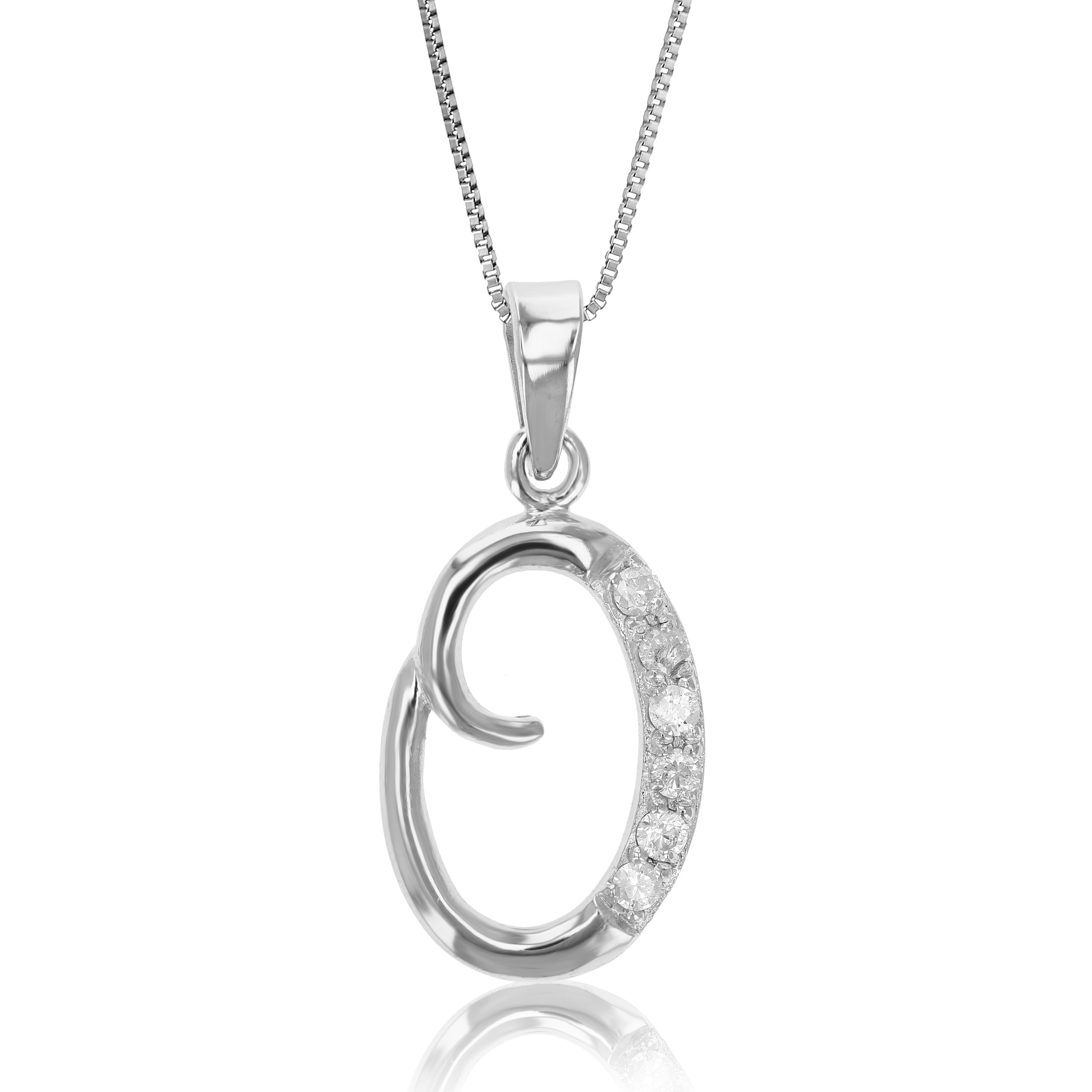 1/8 cttw Diamond Alphabet Pendant Necklace in Silver