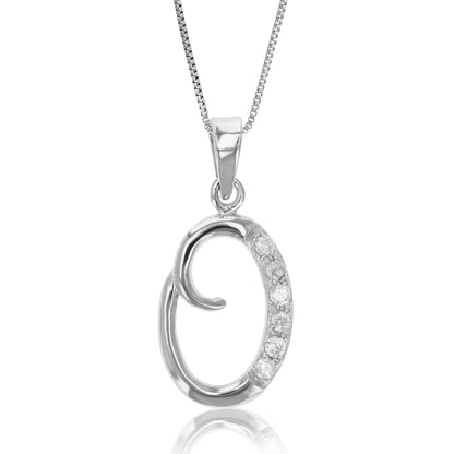 1/8 cttw Diamond Alphabet Pendant Necklace in Silver