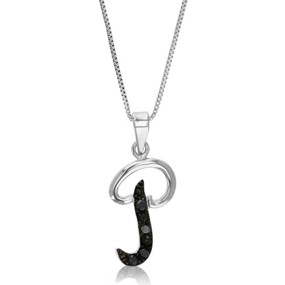 1/8 cttw Diamond Alphabet Pendant Necklace in Silver