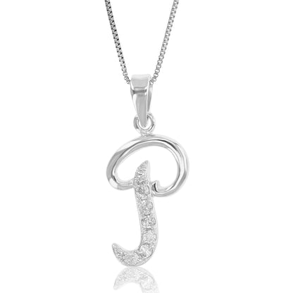 1/8 cttw Diamond Alphabet Pendant Necklace in Silver