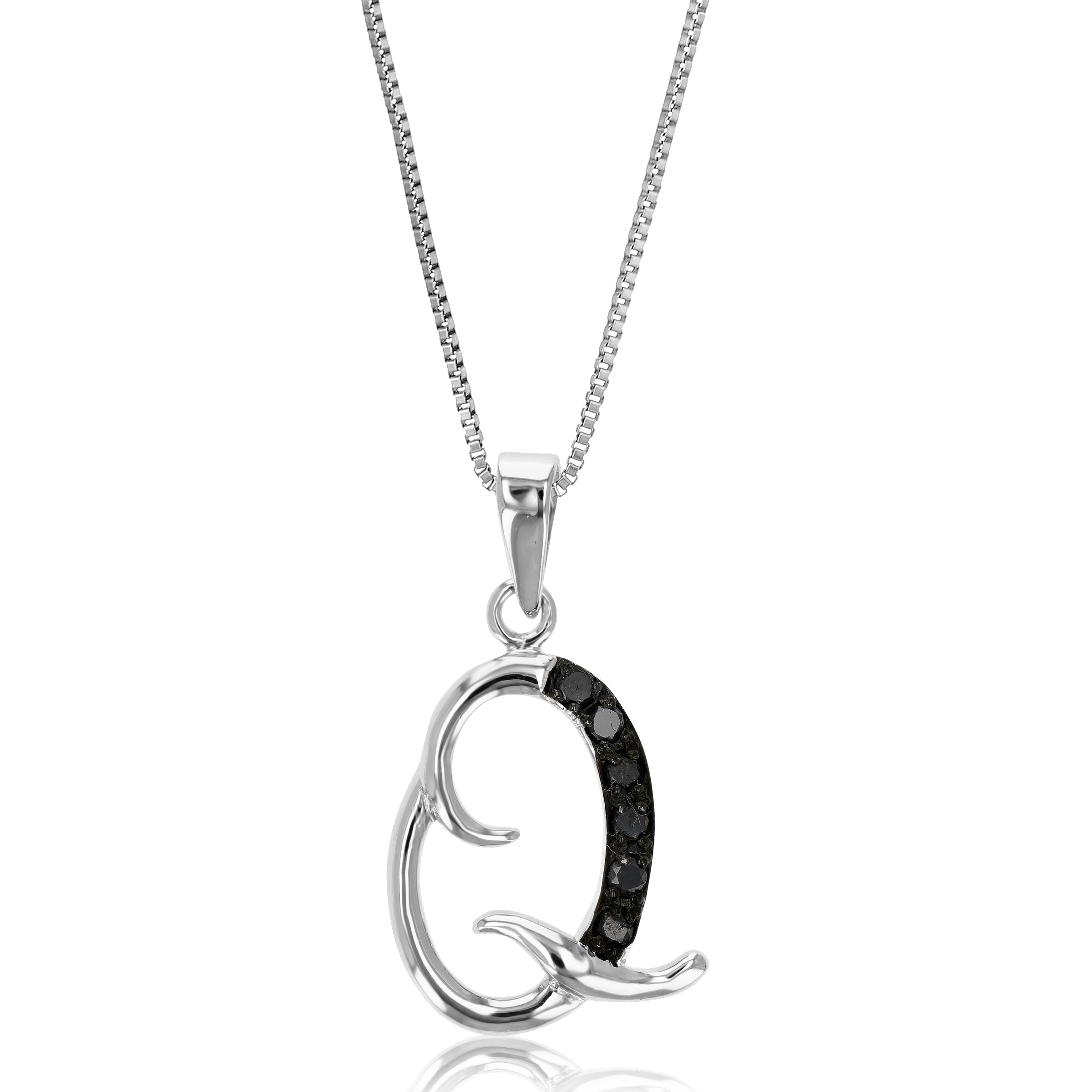 1/8 cttw Diamond Alphabet Pendant Necklace in Silver