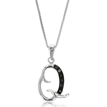 1/8 cttw Diamond Alphabet Pendant Necklace in Silver