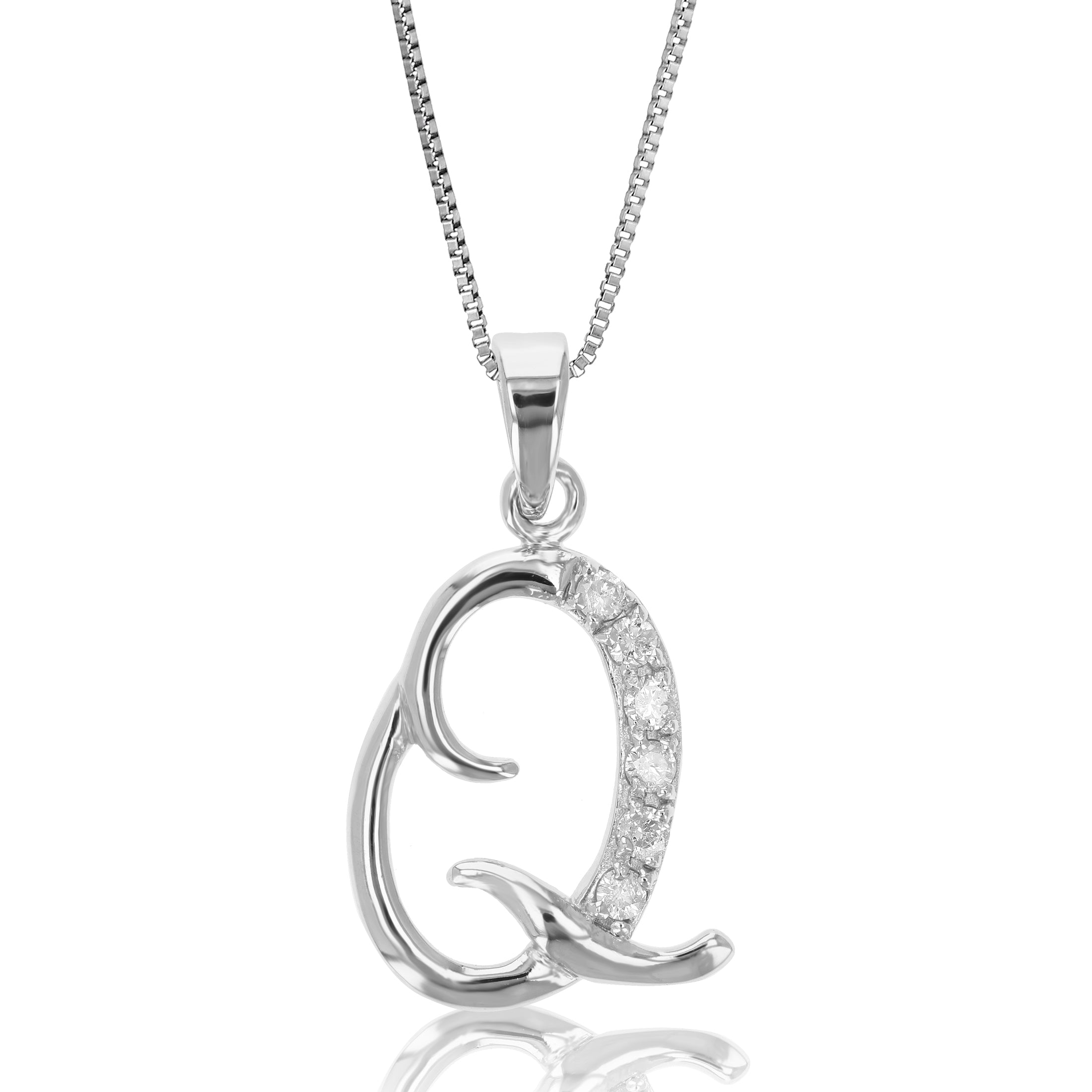 1/8 cttw Diamond Alphabet Pendant Necklace in Silver