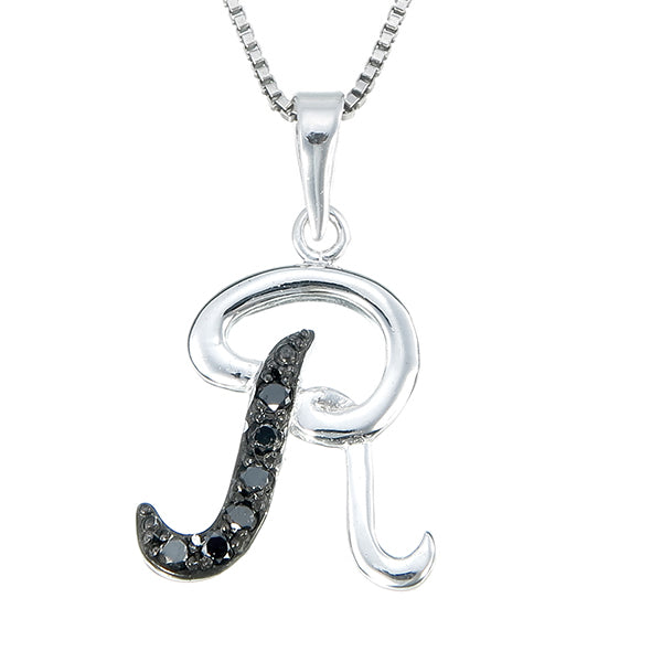 1/8 cttw Diamond Alphabet Pendant Necklace in Silver