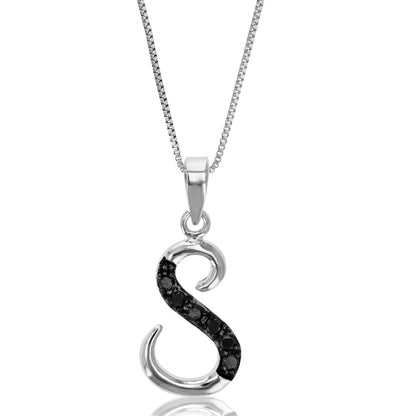 1/8 cttw Diamond Alphabet Pendant Necklace in Silver